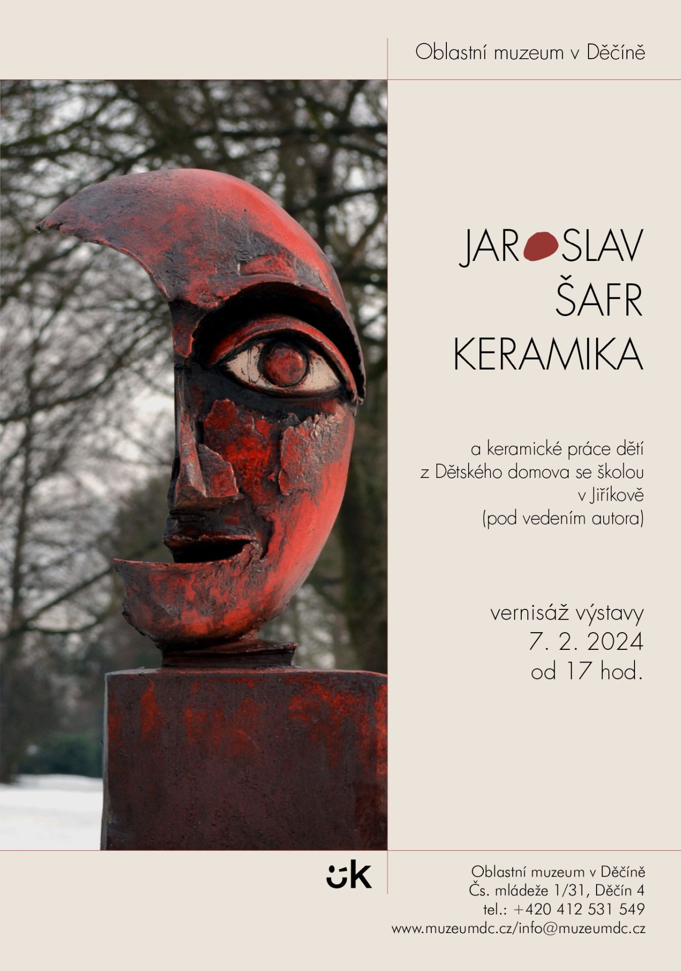 Plakát k vernisáži výstavy JAROSLAV ŠAFR – KERAMIKA